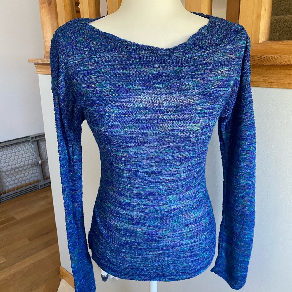 Blue and Green Knit Sweater